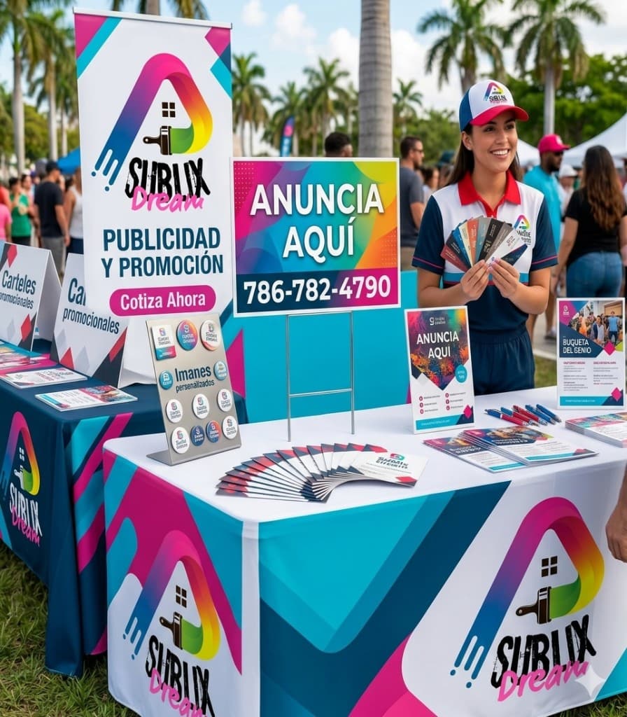 Stand promocional de Sublix Dream en evento al aire libre, publicidad y promocion